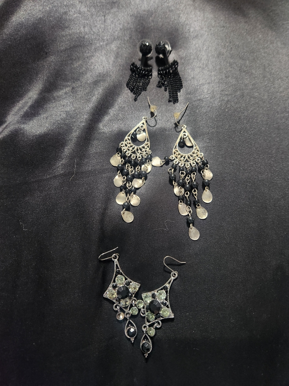 Vintage Gothic & Boho Black Statement Earring Trio